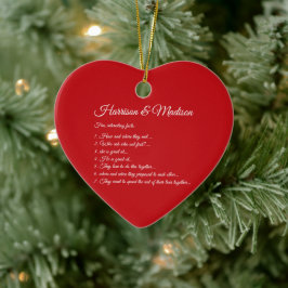 Bröllop - rött hjärta Anpassningsbar Facts Roligt  Julgransprydnad Keramik
