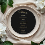 Bröllop Round Menu-Eleganten Gold Foil Black Meny<br><div class="desc">Öka bröllop-upplevelsen till nya höjder av sofistikering och glamor med vår fantastiska svarta och moderna bröllop-svit i guld! Anpassa den utan problem med bara några klick och skapa ett firande som är unikt för dig. Om du har några frågor, behöver hjälp eller vill spara några detaljer, tveka inte att nå...</div>