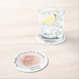 Bröllop Round Papper Underlägg Peach Rosa Rosenkno Rund