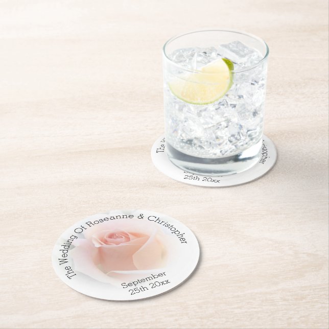 Bröllop Round Papper Underlägg Peach Rosa Rosenkno Rund (Insitu)