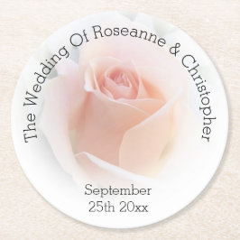 Bröllop Round Papper Underlägg Peach Rosa Rosenkno Rund