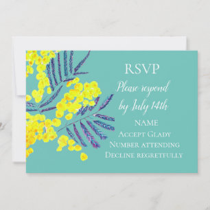 Bröllop RSVP Australisk akaciablomma akvarell Inbjudningar