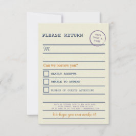 Bröllop RSVP Bok Retur Kort Bibliotek