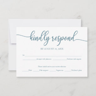 Bröllop RSVP-kort Dusty Blue Kalligrafi OSA Kort