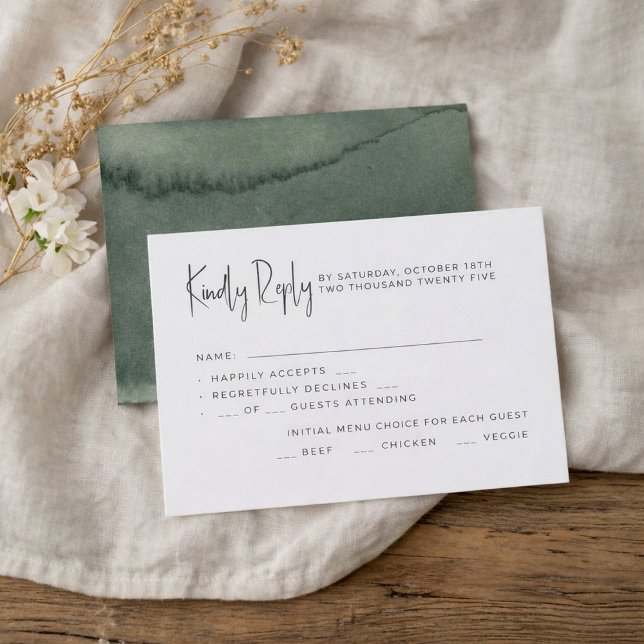 Bröllop RSVP-kort i minimalistisk stil. OSA Kort (Skapare uppladdad)