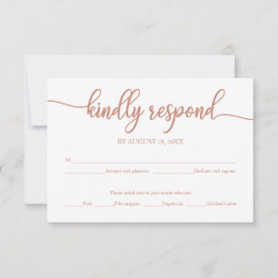 Bröllop RSVP-kort med rose gold-kalligrafi OSA Kort