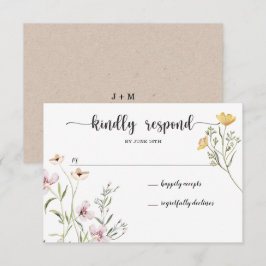 Bröllop RSVP-kort med vilda blommor Inbjudningar