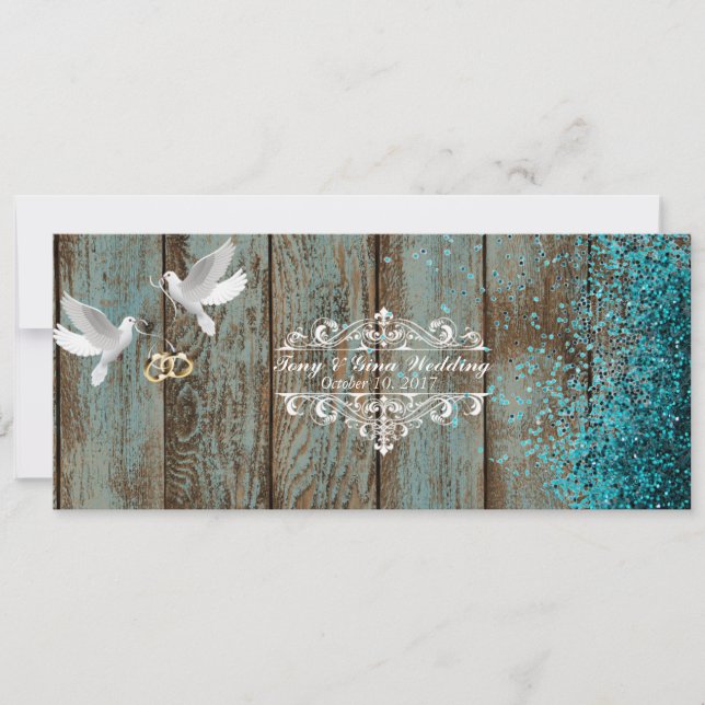 Bröllop RSVP med glitter för Distressed Wood & Dov Inbjudningar (Framsida)