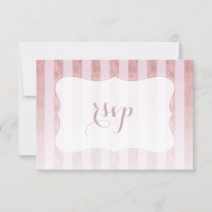 Bröllop RSVP med roséguldiga ränder OSA Kort