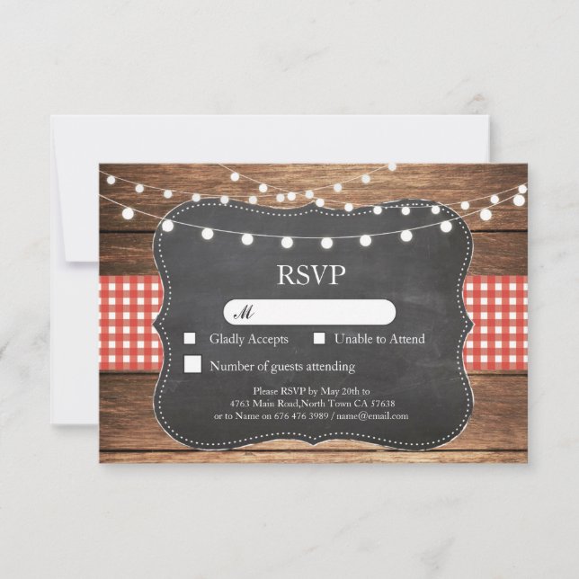 Bröllop RSVP Röda Kryss Trä Ljus Kort Inbjudan (Framsida)