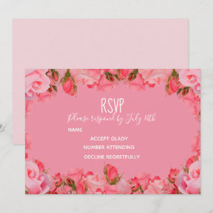 Bröllop RSVP rosa pastell rosor tema Inbjudningar