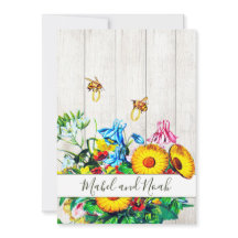 Bröllop Rustic Blommigt Honungsbin Guld Eco