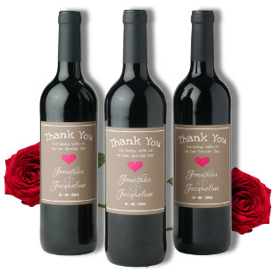 Bröllop Rustic Chic Guest Favor Modern Coola Vinflaska Etikett