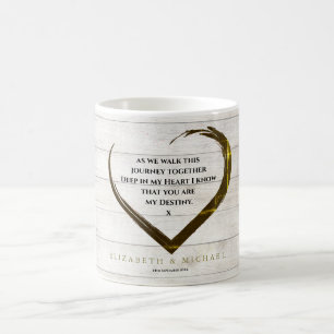 Bröllop Rustic Simple Heart Kärlek Citat Kaffemugg