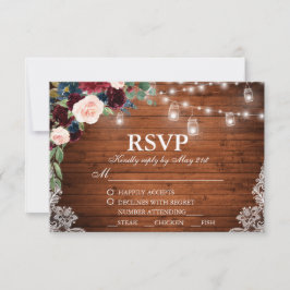 Bröllop Rustic Wood Burgundy Blue Blommigt OSA Mea