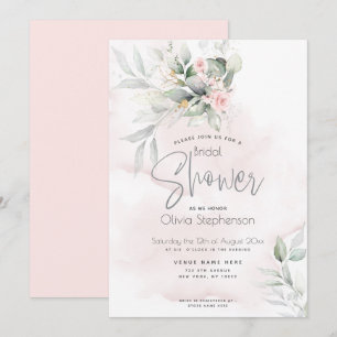 Bröllop Rustik Blommigt Garden Blek Rosa Inbjudningar