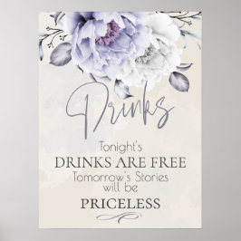 Bröllop | Rustik Lilak Alabaster Peony Barskylt Poster