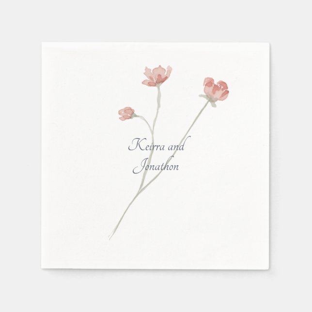 Bröllop Sage Akvarell Blommig Servett (Framsidan)