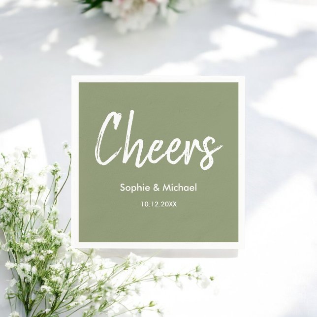 Bröllop Sage Grönt White Cheers Pappersservett (Skapare uppladdad)