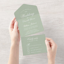 Bröllop Sagegrön Elegant Skript Kalligrafi RSVP
