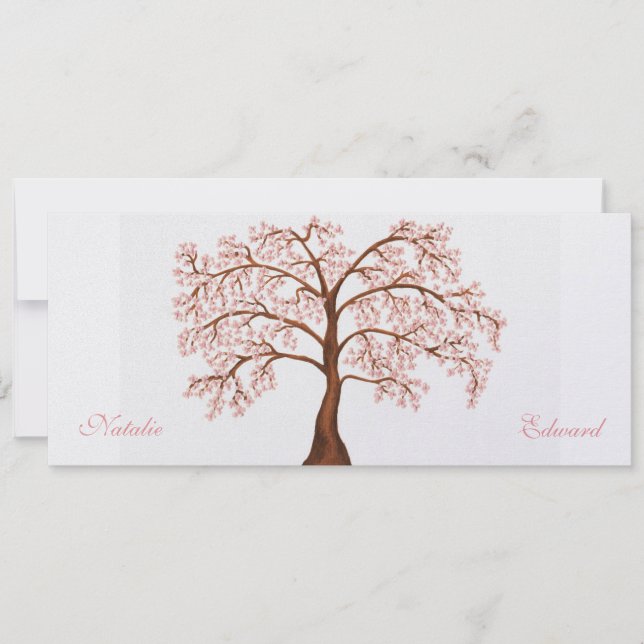 Bröllop Sakura Körsbärsblom Long Inbjudningar (Framsida)