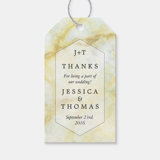 Bröllop-samlingsobjekt för Elegant Marble Effect Presentetikett (Framsidan)