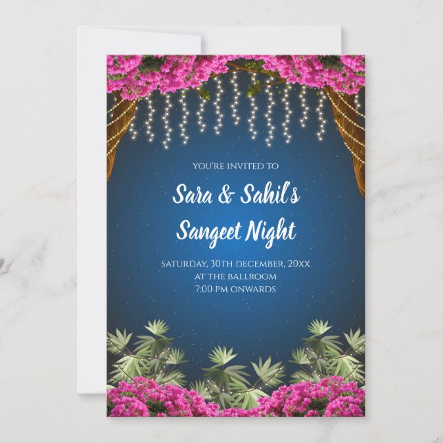 Bröllop Sangeet-kort & indisk Sangeet-inbjudan Inbjudningar (Framsida)