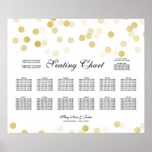 Bröllop-sätesdiagram Guldplattor Glitter Ljus Poster