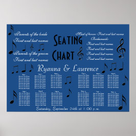 Bröllop-sätesdiagram Musik noter något blått Poster