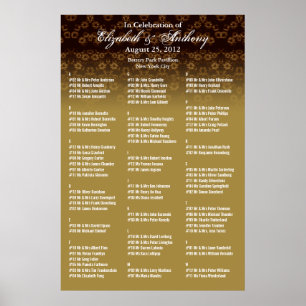 Bröllop-sätesdiagram Poster Guld Blommigt