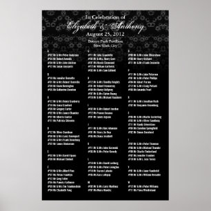 Bröllop-sätesdiagram Poster svart Blommigt