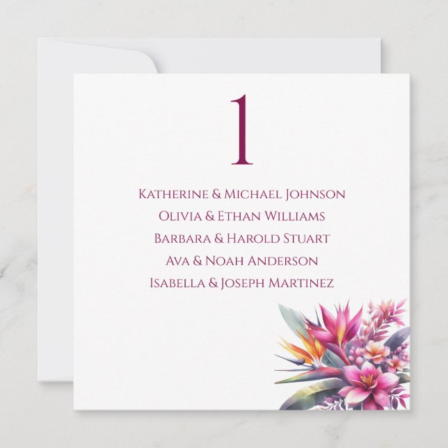 Bröllop-sätesdiagram - Tropiska vattenfärgsblister Inbjudningar (Framsida)