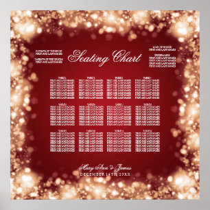 Bröllop-sätesschemat Mousserande Ljus Guld Poster
