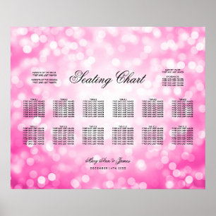 Bröllop-sätesschemat Rosa Glitter Ljus Poster