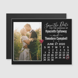 Bröllop Save the Date Juni 2020 Kalender Foto Magnetisk Inbjudningskort