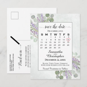 Bröllop Save the Date-kalender Eucalyptus Vit Meddelande Vykort