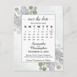 Bröllop Save the Date-kalender Eucalyptus Vit Meddelande Vykort
