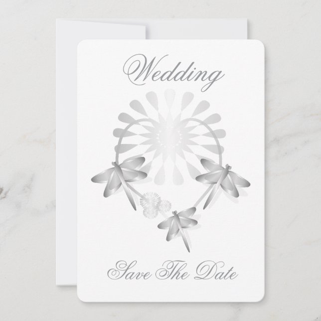 Bröllop Save The Date-kort Silverflodflugor Spara Datumet (Framsida)