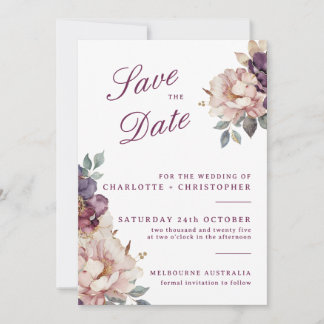 Bröllop Save the Date-kort vintage lila blomma Spara Datumet