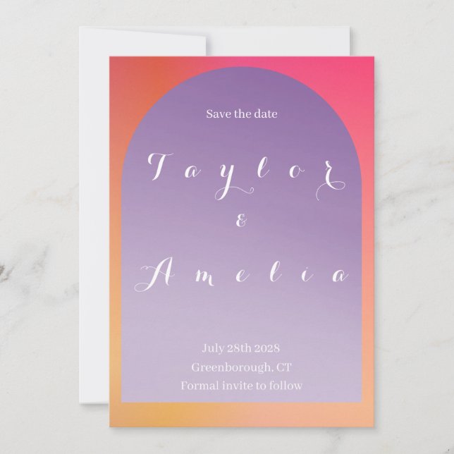 Bröllop Save the Date Ombre Boho Båge Spara Datumet (Framsida)