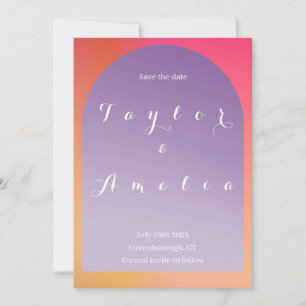 Bröllop Save the Date Ombre Boho Båge Spara Datumet