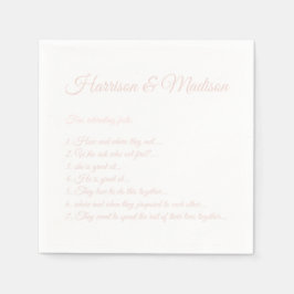 Bröllop Script namn par Roligt Facts ljus rosa Pappersservett
