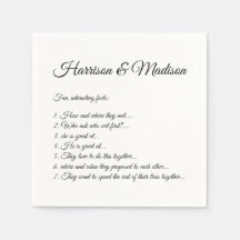 Bröllop Script namn par Roligt Facts papper