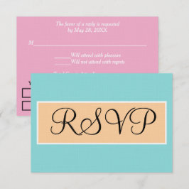 Bröllop Seafoam Blå Rosa RSVP OSA Kort