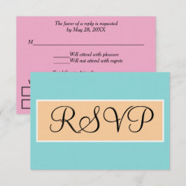 Bröllop Seafoam Blå Rosa Sandstrand RSVP OSA Kort