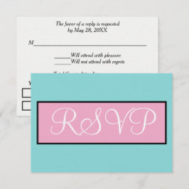 Bröllop Seafoam Blå Rosa Vit RSVP  OSA Kort