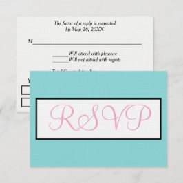 Bröllop Seafoam Blå Rosa Vit RSVP  OSA Kort