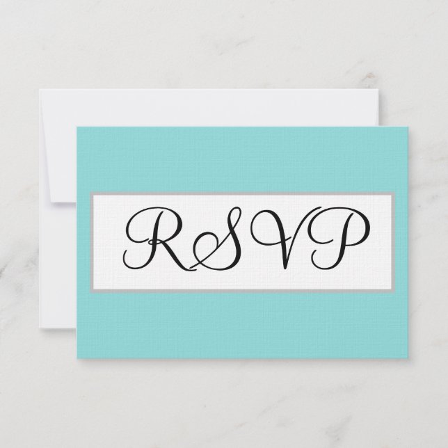 Bröllop Seafoam Blå Silver RSVP-kort OSA Kort (Framsida)