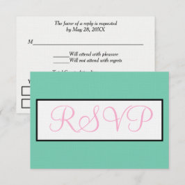 Bröllop Seafoam Grön Rosa RSVP OSA Kort