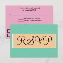 Bröllop Seafoam Grön Rosa RSVP OSA Kort